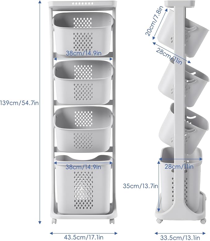4-Tier Laundry Hamper Cart - Image 2