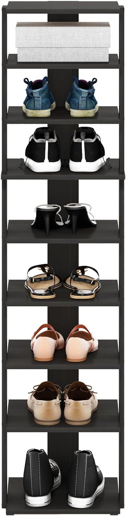 Furinno Compact Vertical Shoe Rack, 9-Tier Narrow Shoe Organizer, Free Standing - Image 5