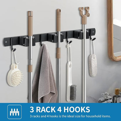 2 Pack Broom Hanger and Mop Holder, Heavy Duty Garden Tool Organizer Rack Rake - Image 6