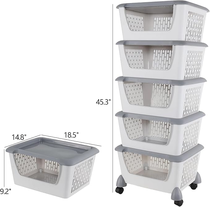 5-Tier Stackable Storage Bins, Organizer Basket - Image 2