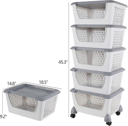 5-Tier Stackable Storage Bins, Organizer Basket - Image 2
