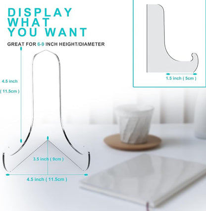 Boloyo 60-Degree Angle Acrylic Plate Display Stand, 4.5 Inch 2PC Clear Acrylic - Image 2