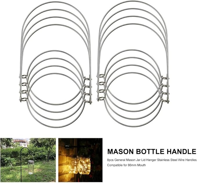 DOITOOL Mason Jar Wire Hangers 8 Pack Stainless Steel Wire Handles - Image 6