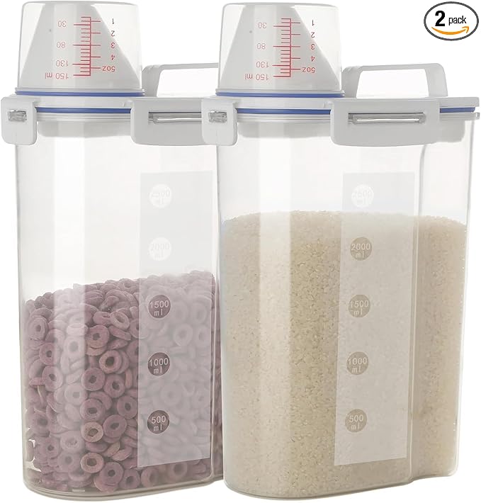 2 Pcs 5.5 LB Rice Storage Container, Airtight Cereal Flour Dispenser by jioko