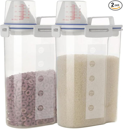 2 Pcs 5.5 LB Rice Storage Container, Airtight Cereal Flour Dispenser by jioko