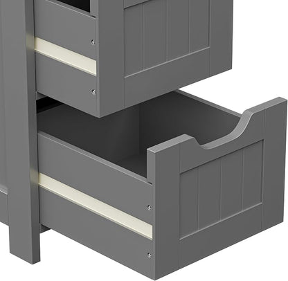 Bathroom Floor Storage Cabinet, Freestanding Wooden Side Organizer w/4 Drawers - Image 9