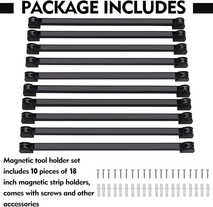 18" Magnetic Tool Holder, 10 Packs Magnetic Storage Strips Magnet Bar PVC Coated - Image 5