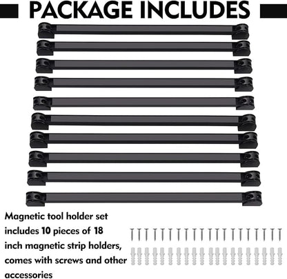 18" Magnetic Tool Holder, 10 Packs Magnetic Storage Strips Magnet Bar PVC Coated - Image 5