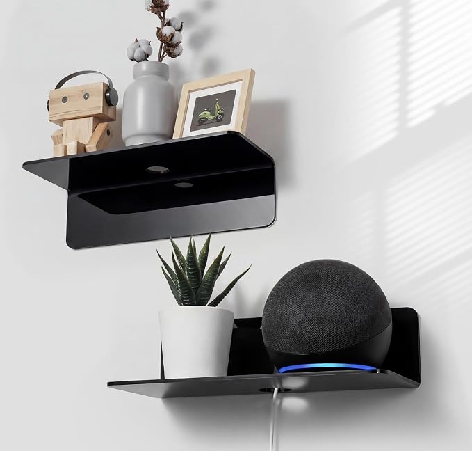 OAPRIRE Acrylic Floating Wall Shelves Set of 2, Damage-Free Expand Wall Space by OAPRIRE
