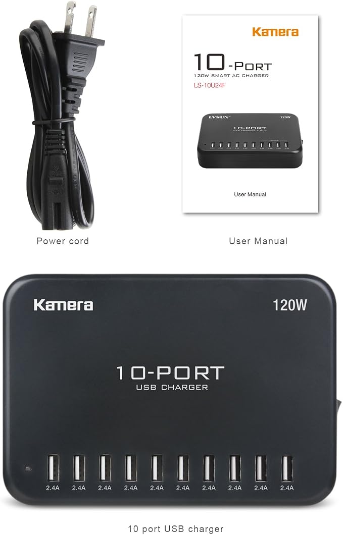 USB Charger 10-Port 120W, Ipad Pro/Air2/ Mini, Galaxy S9/S8/S6 Edge - Image 2