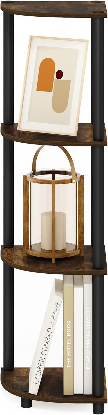 Furinno TURN-N-TUBE Corner Shelf, 4-Tier Corner Bookshelf, Display Storage - Image 5
