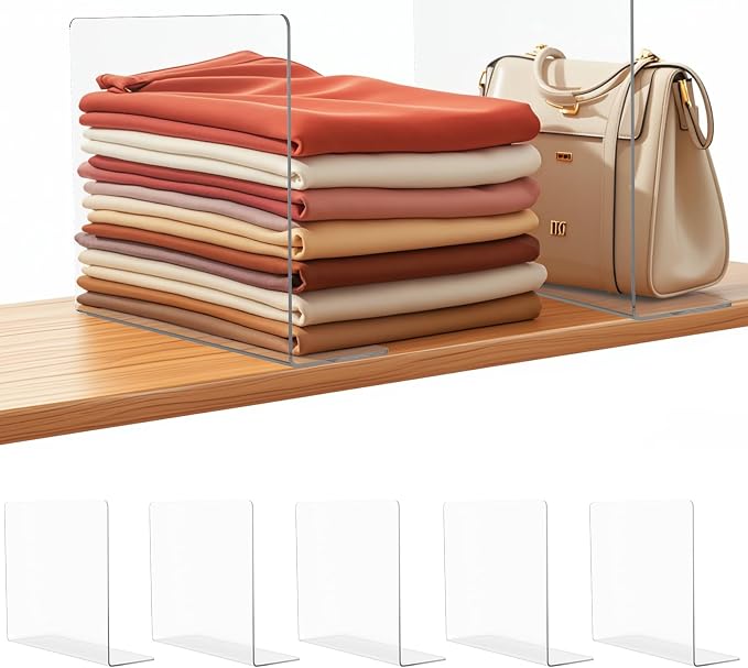Acrylic Shelf Dividers for Closet Organization: 12" Tall x 10" Deep Closet by Lebouri