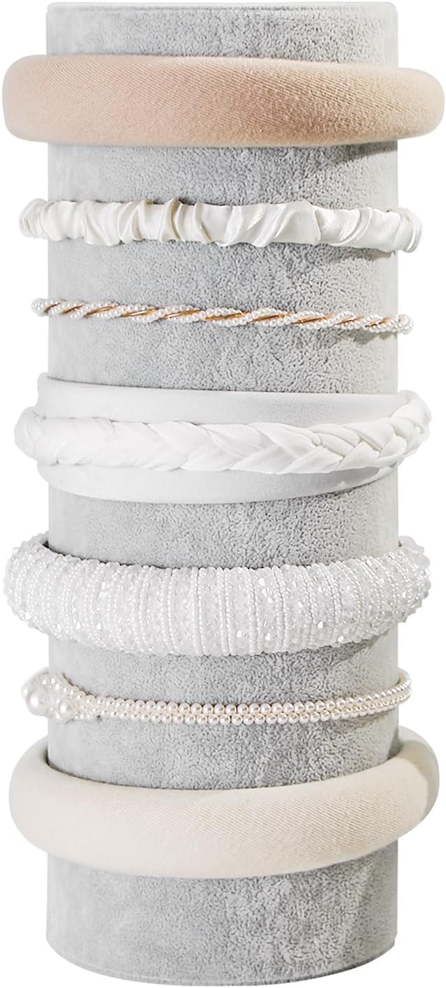 Headband Holder Organizer, Soft Velvet Tower Hairband Stand Display, Vertical by FocusOnJewelryDisplay