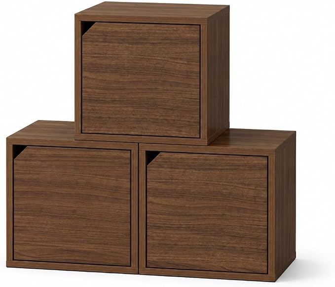 Modular Storage Cube with Door, 11.8" x 11.8" Multipurpose Wooden Bookshelf and by kikbo