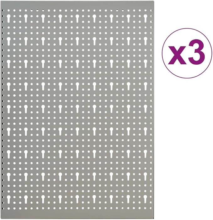 Steel Peg Board Set Wall-Mounted 3 Panels 15.7"x22.8" - Image 3