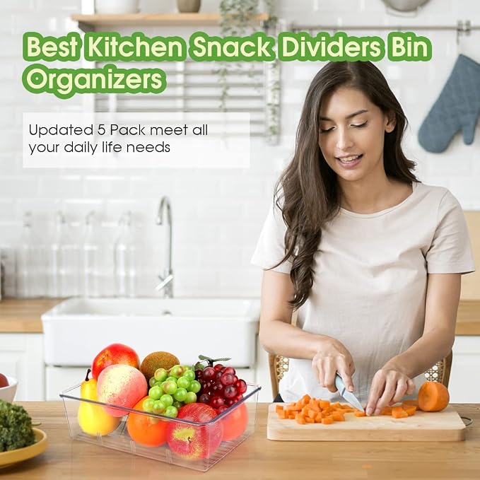 Snack Organizer for Pantry Shelf, 2 Pack Clear Plastic Pantry Storage Bins - Image 7