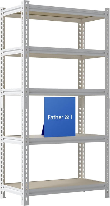 36"W "Father&I" 5-Shelf Industrial Metal Steel Garage/Tote Storage Shelves by SYLOUGH