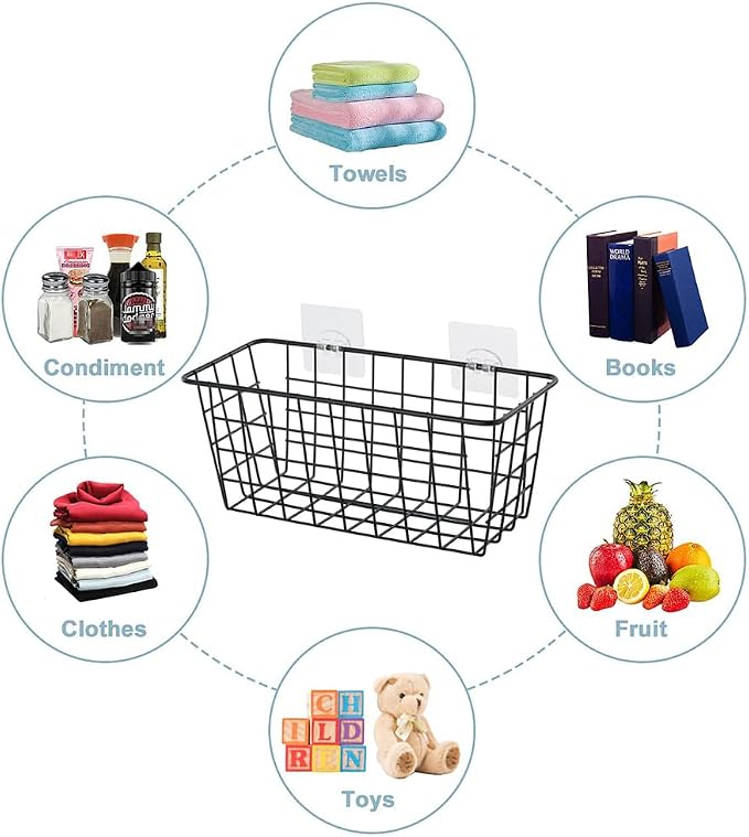 JUNCHU CHERRY 4 Pack Hanging Sorage Basket, Bathroom Basket, Household Goods - Image 2
