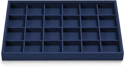 24 Grids Jewelry Tray Earring Organizer Tray Microfiber Jewelry Display Tray - Image 4