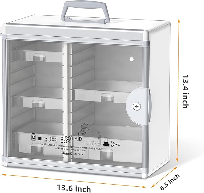 Lockable Medicine Cabinet with 5 Removable Trays, Wall Mounted & Portable - Image 2
