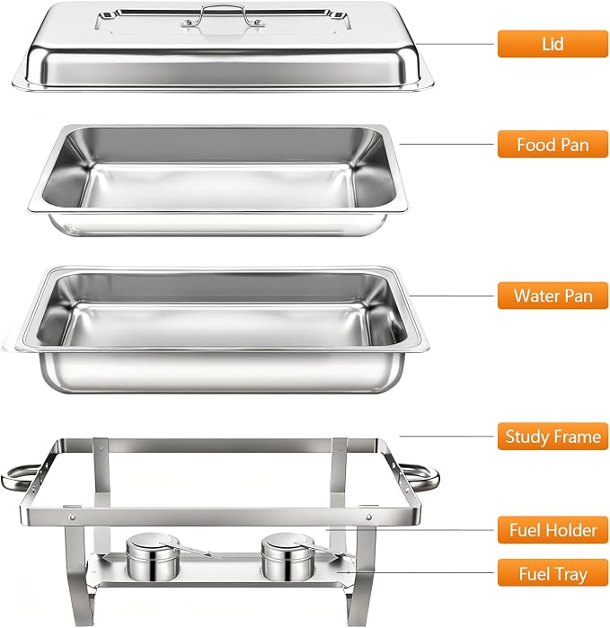Chafing Dish Buffet Set, 8QT Stainless Steel Chafing Dishes - Image 3