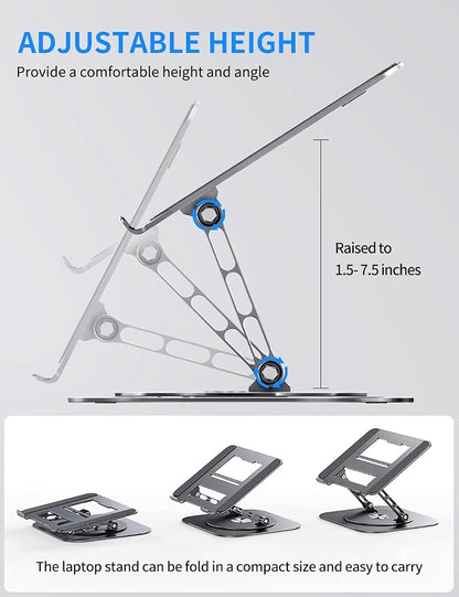 Adjustable Laptop Stand with 360 Rotating Base, Computer Stand - Image 3