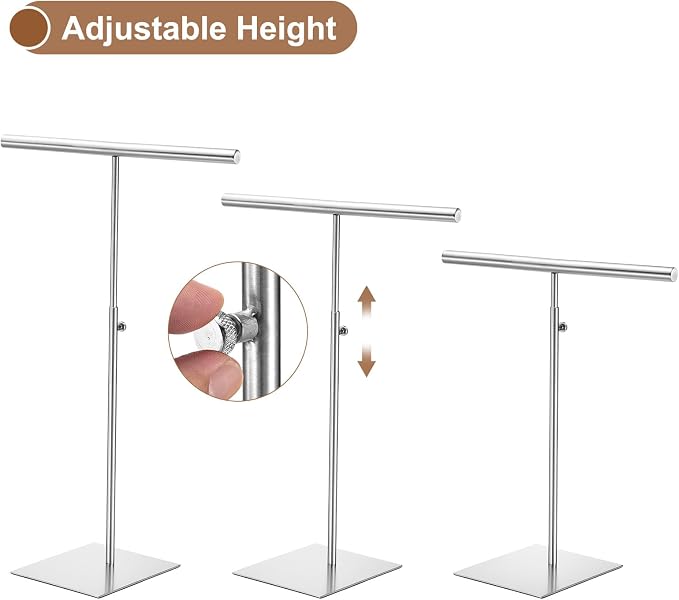 uxcell Necklace Display Stand Adjustable Height Jewelry Rack T Bar Tabletop - Image 3