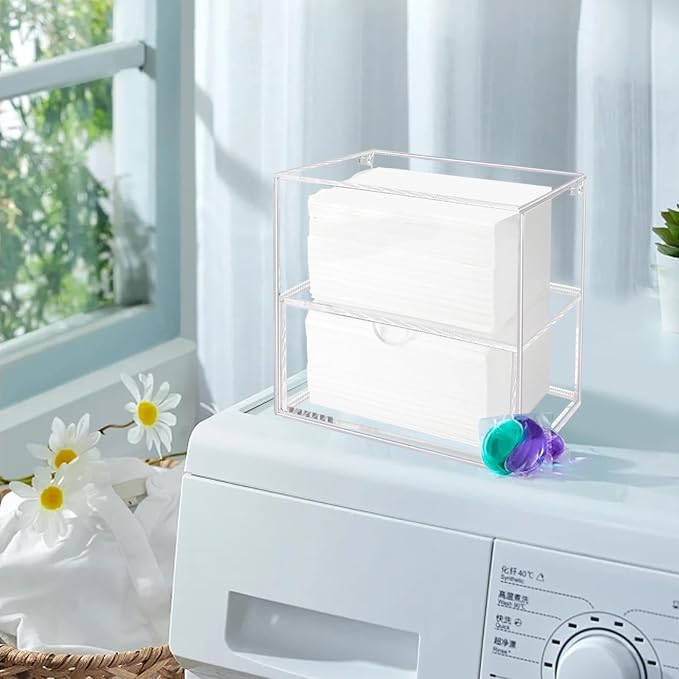 Dryer Sheet Holder Box Acrylic Laundry Sheets Container Storage Dispenser - Image 6
