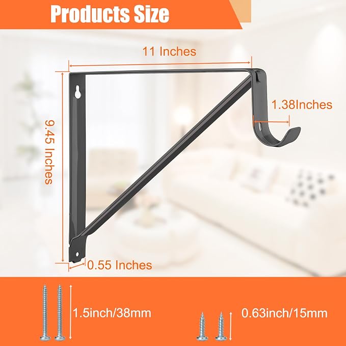 10 Pack Heavy Duty Closet Shelf & Rod Brackets, Wall Mounted Closet Shelf - Image 3