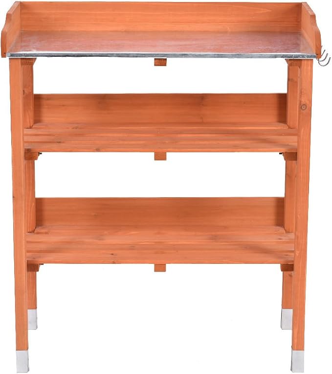 New Outdoor Garden Wooden Potting Bench Work Station Table Tool Storage Shelf - Image 4