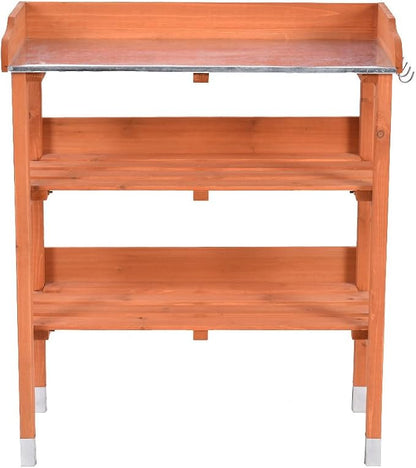 New Outdoor Garden Wooden Potting Bench Work Station Table Tool Storage Shelf - Image 4