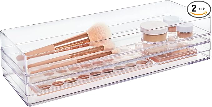 STORi SimpleSort 2-Piece Stackable Clear Drawer Organizer Set | 15" x 6" x 2" by STORi