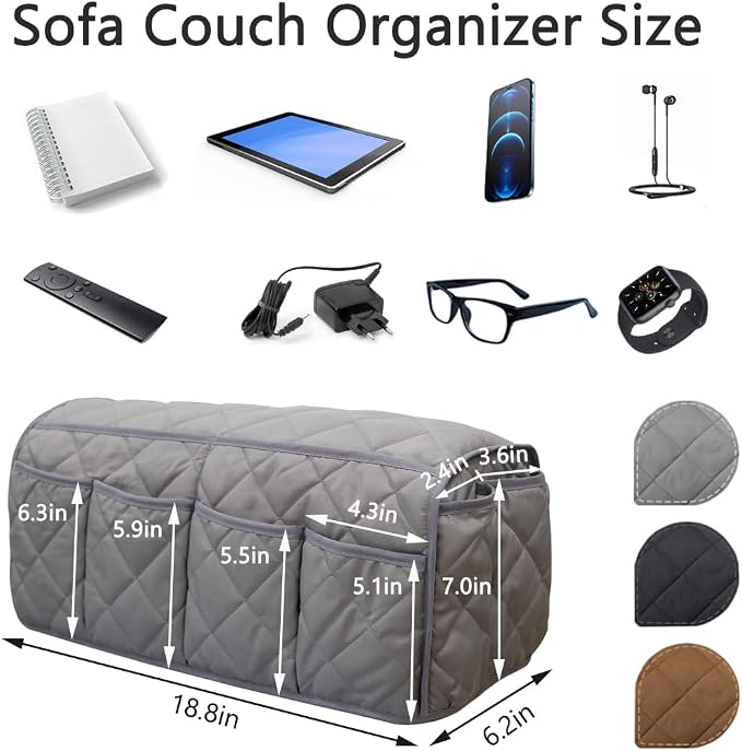 Sofa Armrest Organizer Non-Slip Arm Chair Bedside Caddy Storage Organizer - Image 2