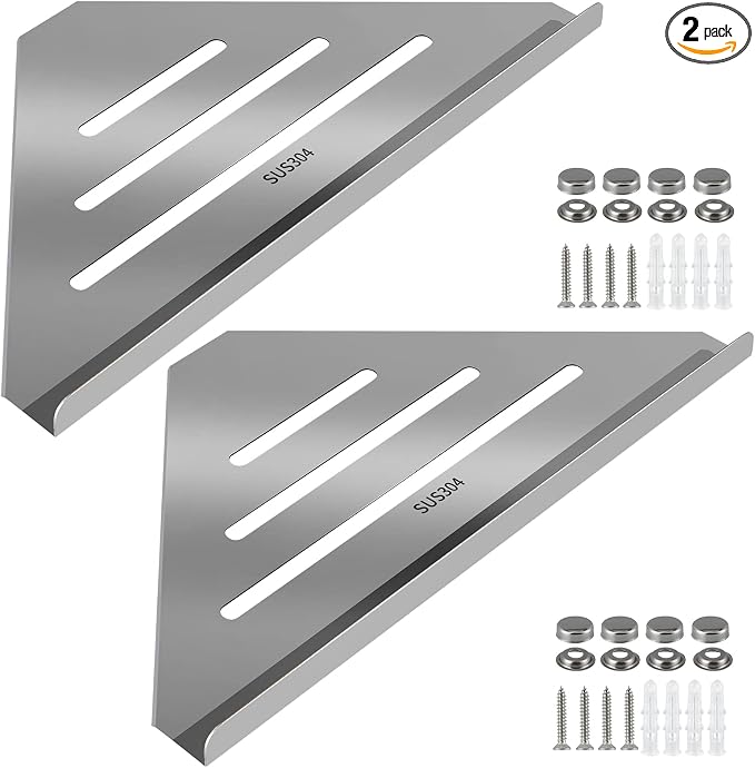 2 Pcs 304 Stainless Steel Corner Shelf by Sanbege