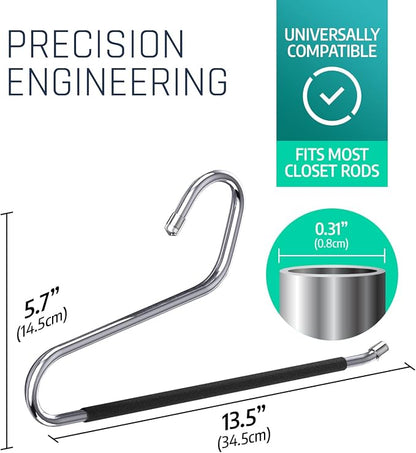 Set of 100 Stainless Steel Non-Slip Open-Ended Pant Hangers – Durable Trouser - Image 5