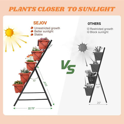 SEJOV 2 Pack Vertical Raised Garden Bed, 5 Tiers Elevated Planter Box - Image 5