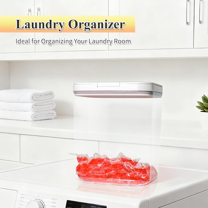 Gute Laundry Pod Holder with Lid - 186oz Sealed Automatic Pop-Up Dispenser - Image 8