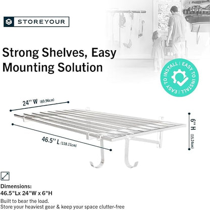 StoreYourBoard Heavy Duty Garage Shelf Wall Mount 2ft x 4ft – Wall-Mounted - Image 2