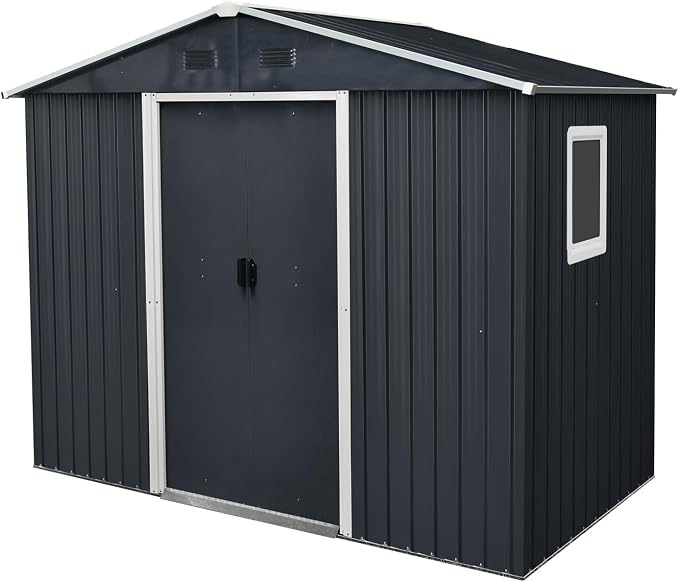 Outdoor Metal Storage Shed Window Ventilation Foundation Frame Waterproof by WEALTHGIRL