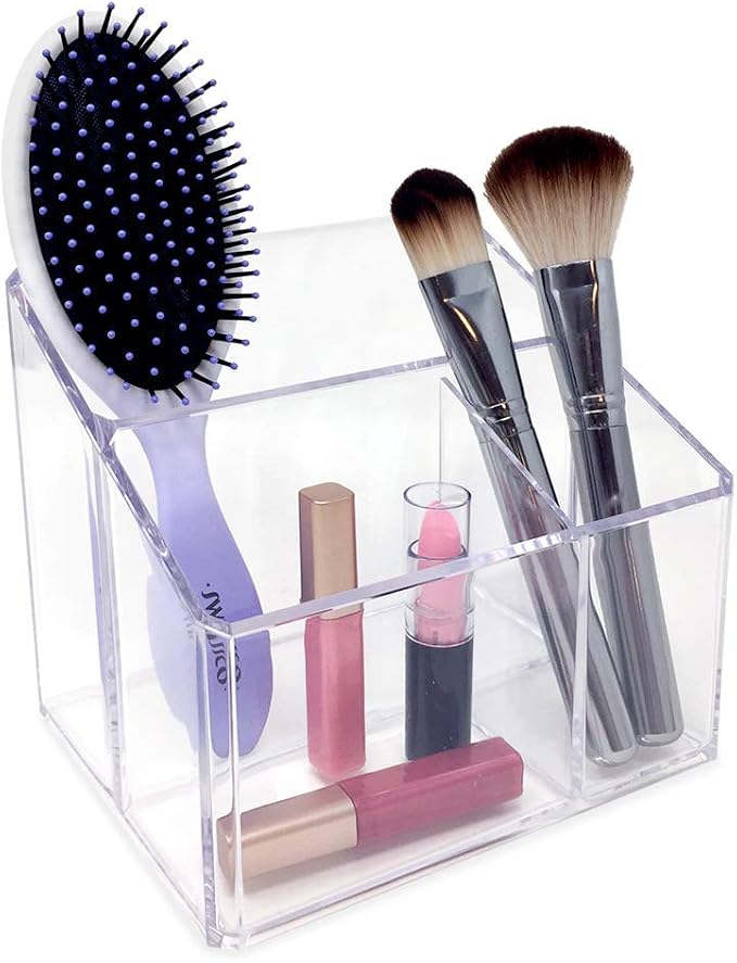 Isaac Jacobs Clear Acrylic 3-Compartment Organizer, Remote Holder & - Image 2