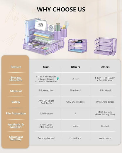 WALI Desk File Organizer, 4 Tier Desktop Paper Letter Tray Organizer - Image 7