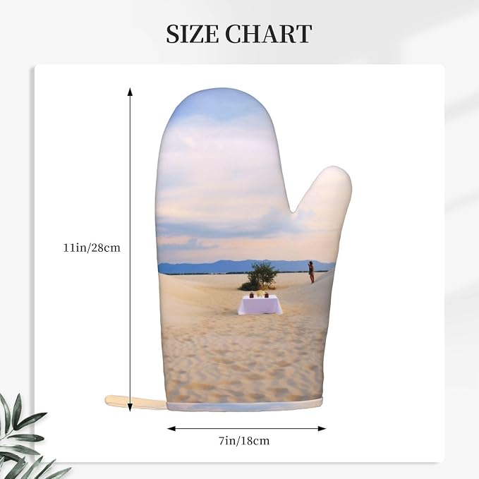 Romantic White Sand Landscape Print Oven Mitts Set of 2, Heat Resistant - Image 4