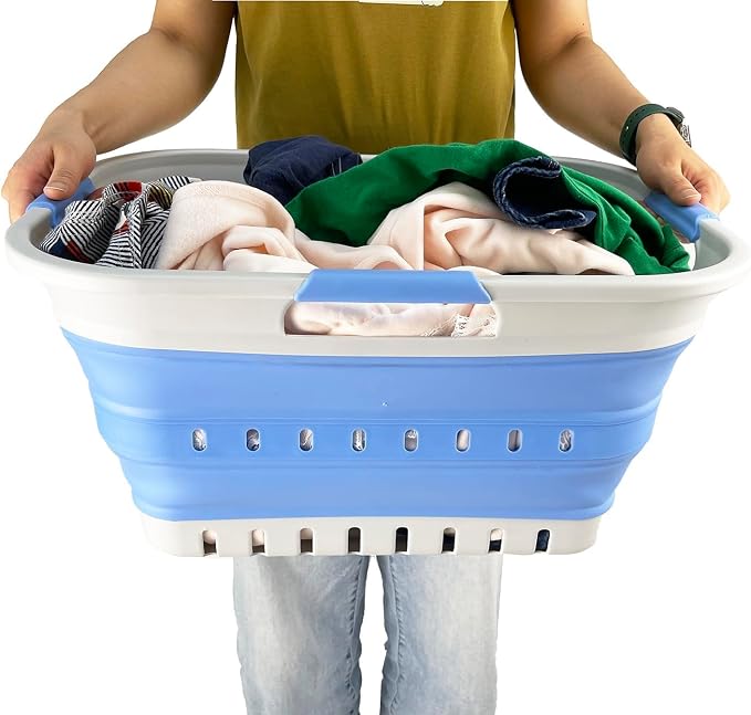 SAMMART Collapsible Plastic Rectangular Laundry Basket - Image 4