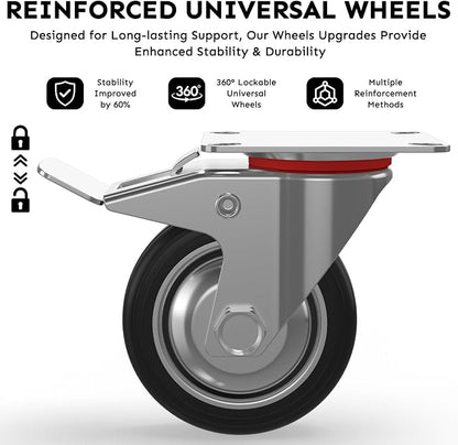 3-Tier Rolling Utility Cart, Metal Heavy Duty Utility Cart on Wheels - Image 7
