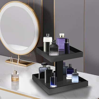 YAGELI Black Perfume Organizer for Men, 2 Tier Acrylic Cologne Rack Stand - Image 2