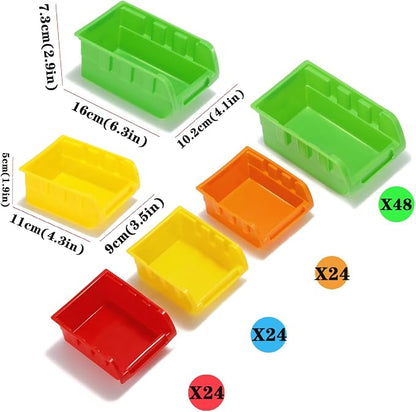 MULSAME Wall Mounted Storage Bins Parts Rack 4 Colors Bin Organizer Garage - Image 3