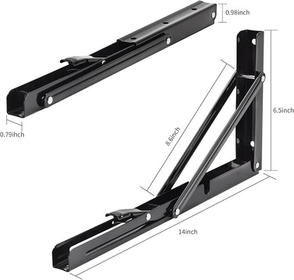 YUMORE Folding Shelf Brackets, 14 Inch Heavy Duty Collapsible Shelf Bracket - Image 2