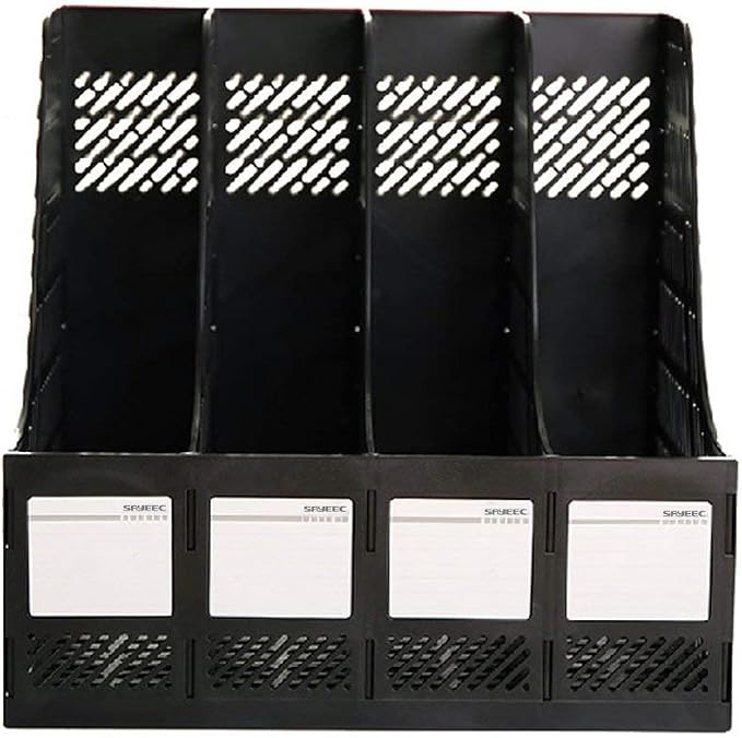 SAYEEC Desktop Magazine Holder Desk File Organizer 4 Compartments Vertical File - Image 5