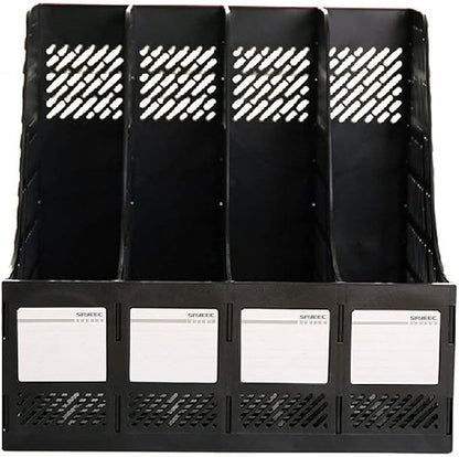SAYEEC Desktop Magazine Holder Desk File Organizer 4 Compartments Vertical File - Image 5