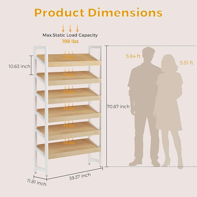 6-Tier Floor Standing Magazine Rack, Modern Literature Display Stand, Heavy - Image 2